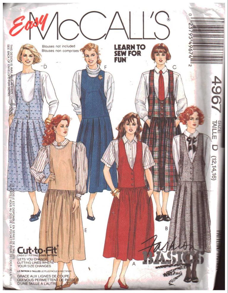 McCall's 4967 Jumper Size: B 8-10-12 Used Sewing Pattern