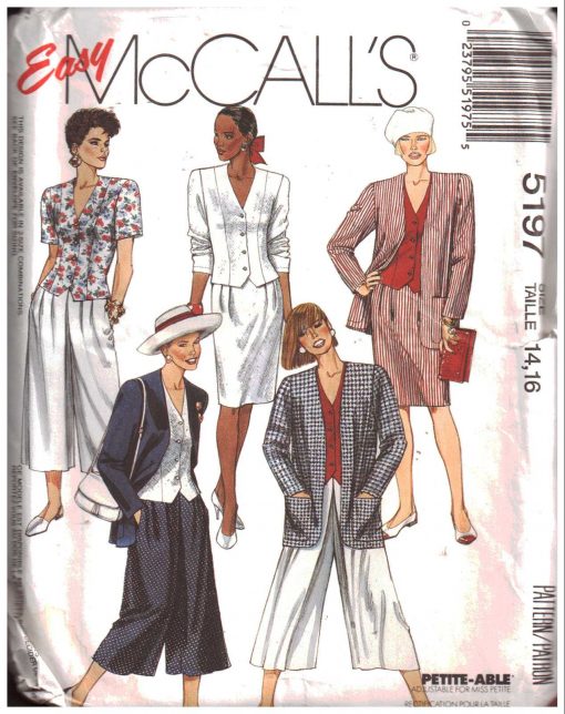 McCall's 5197 Jacket, Blouse, Skirt, Split-Skirt Size: 14-16 Uncut ...