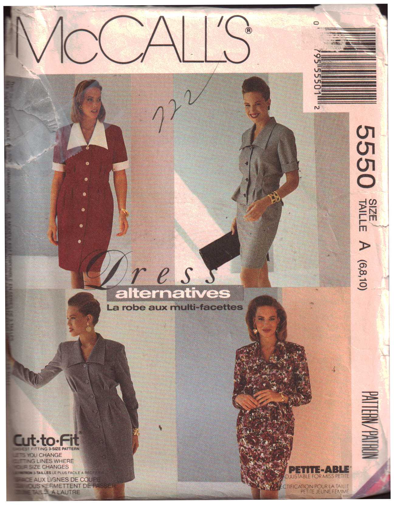 McCall's 5550 One or Two piece Dress Size: A 6-8-10 Uncut Sewing Pattern