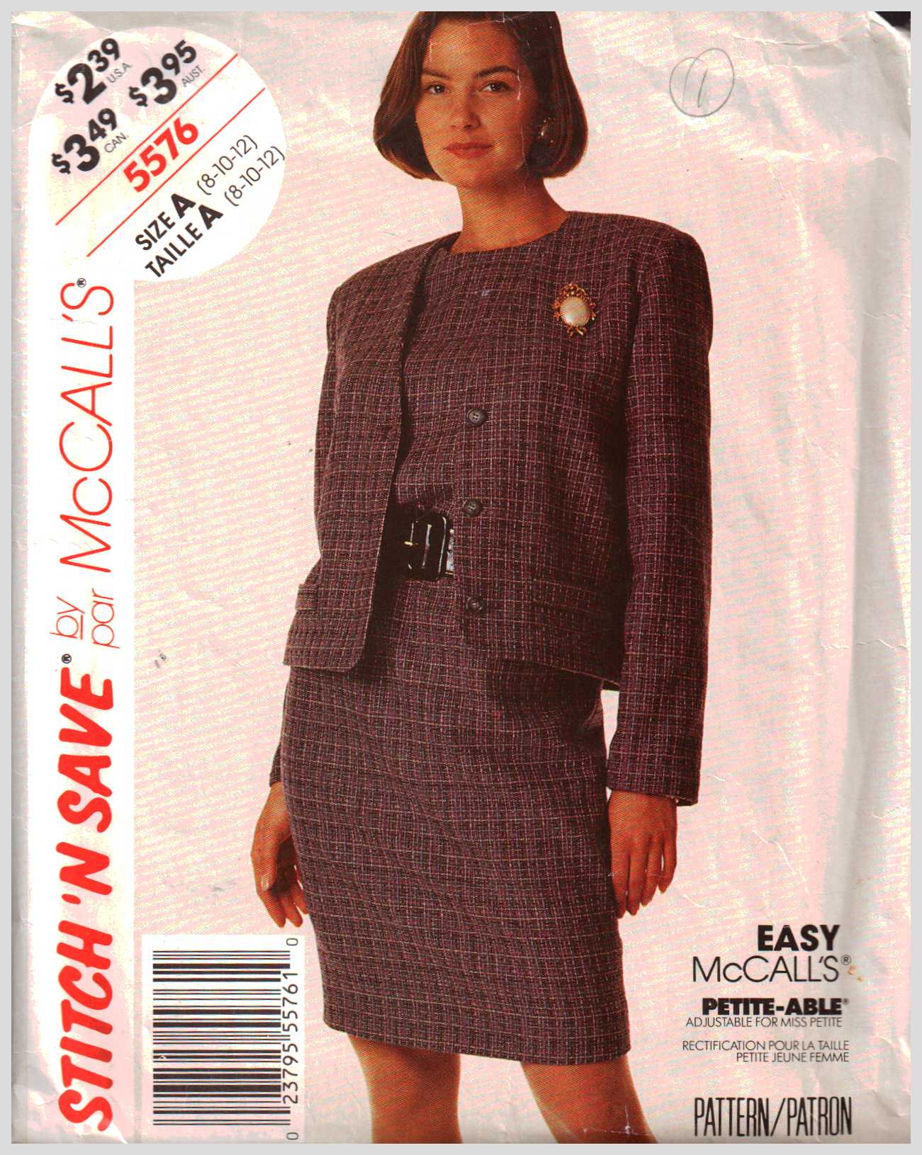 McCall's 5576 Unlined Jacket, Dress Size: A 8-10-12 Used Sewing Pattern