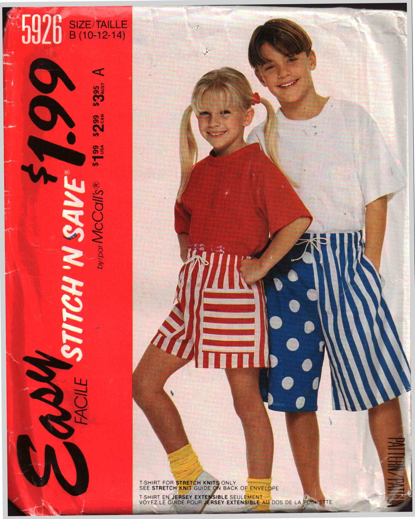 Mccall S 5926 Girls Boys T Shirt Shorts Size B 10 12 14 Uncut Sewing Pattern