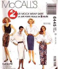 socket reward Wide range McCall's 6445 Mock Wrap Skirt Size: D 12-14-16 Uncut Sewing Pattern