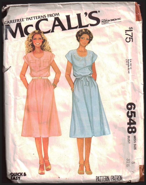 McCall's 6548 Dress Size: 8 Used Sewing Pattern