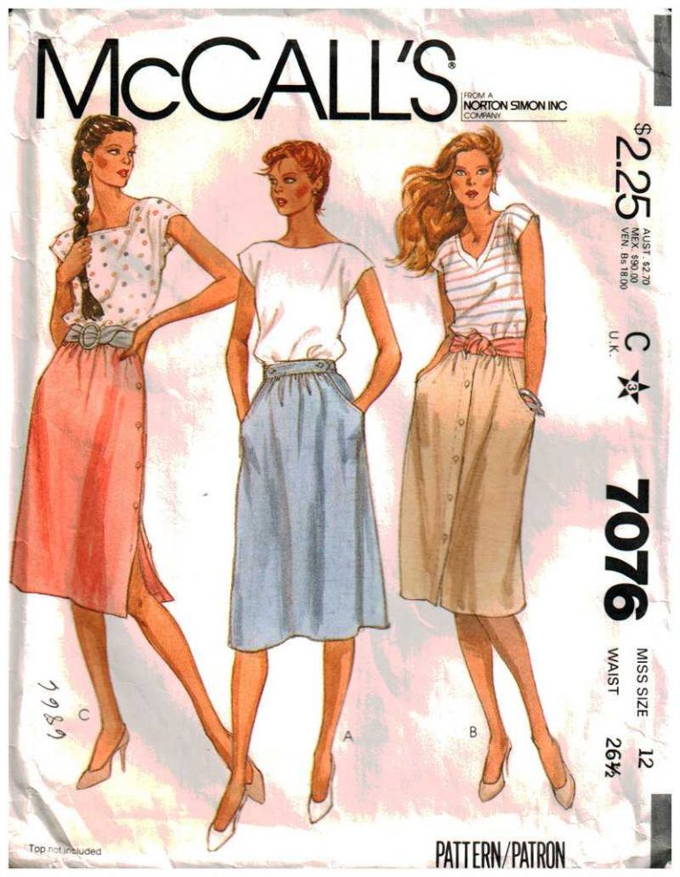 McCall's 7076 Skirts Size: 12 or 14 Used Sewing Pattern