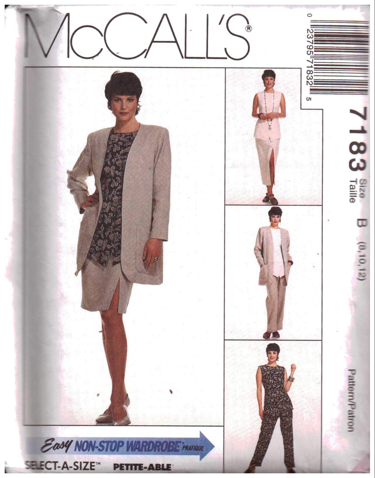 McCall's 7183 Cardigan, Unlined Vest, Pull-on Skirt in two lengths ...