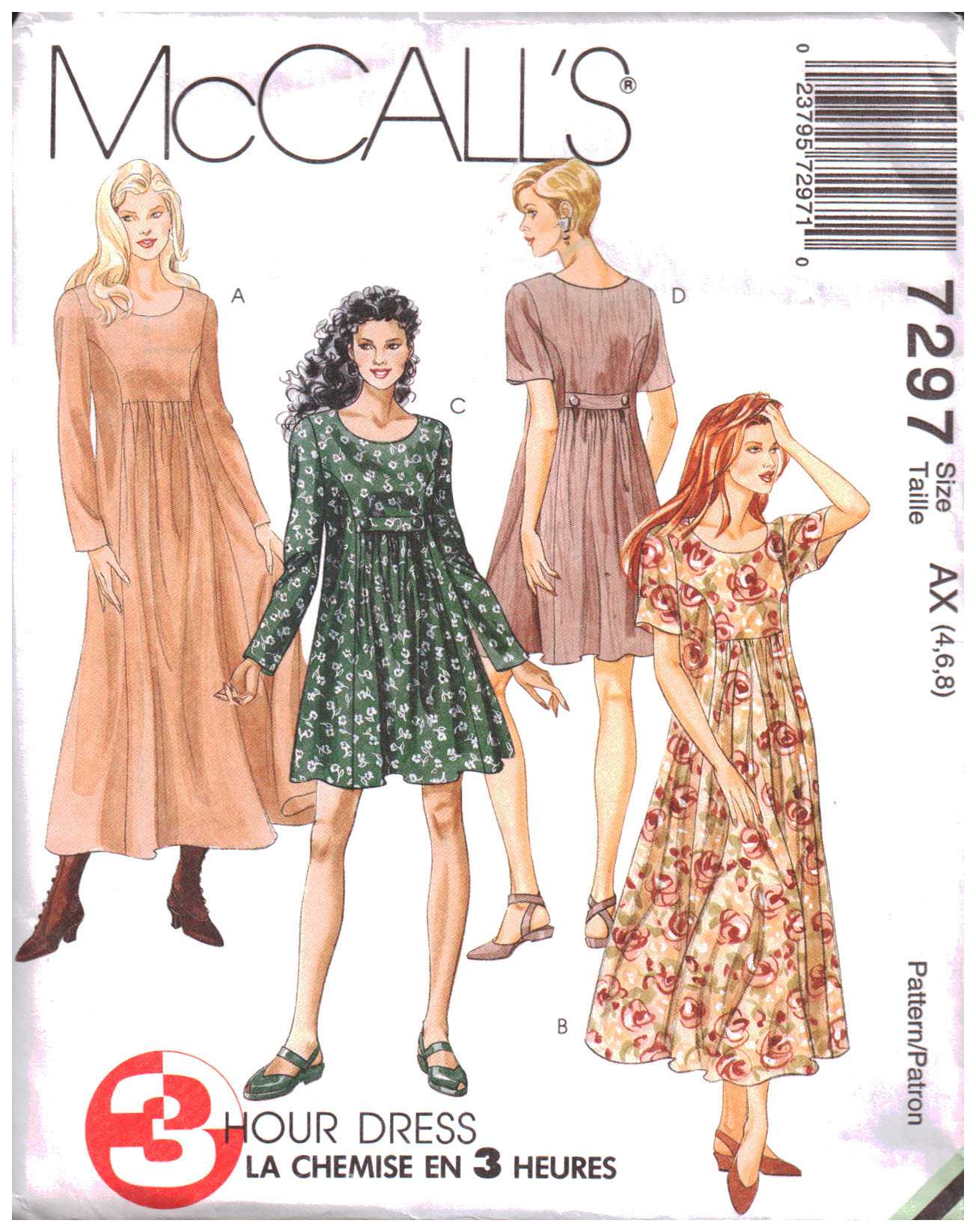 McCall's M4444 Dress in two lengths Size: BB 8-10-12-14 Used Sewing Pattern