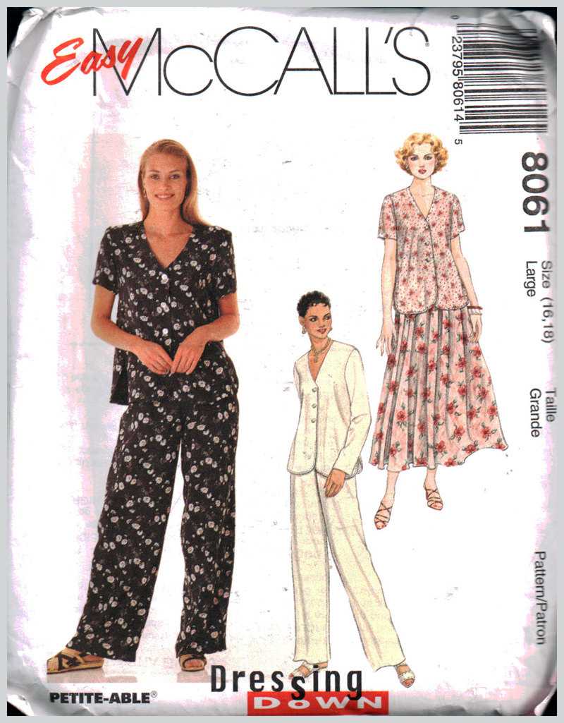 McCall's 8061 Top, Skirt, Pants Size: 16-18 Uncut Sewing Pattern