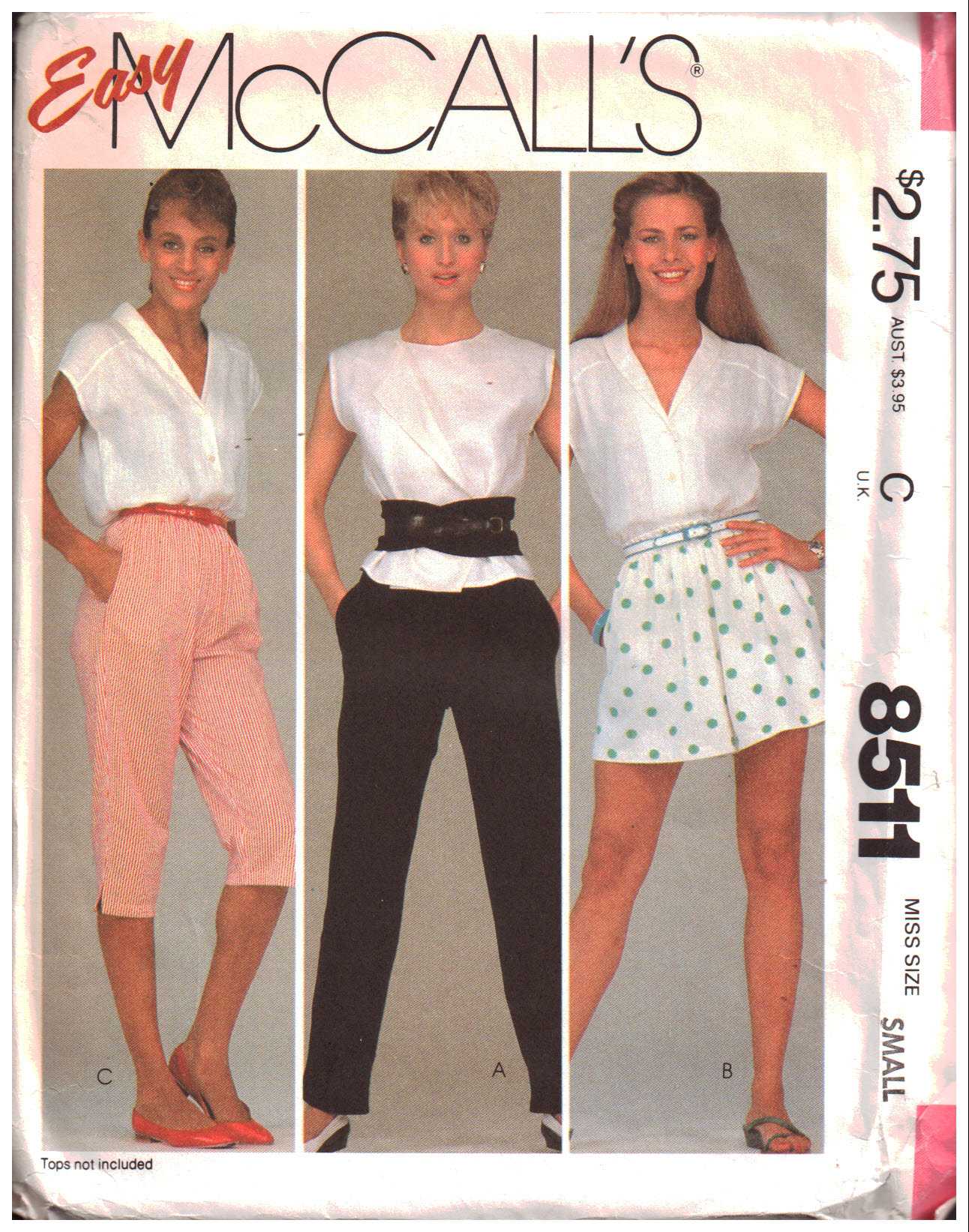 McCall's 8511 Pants, Shorts, Knee Pants Size: 10-12 Used Sewing Pattern