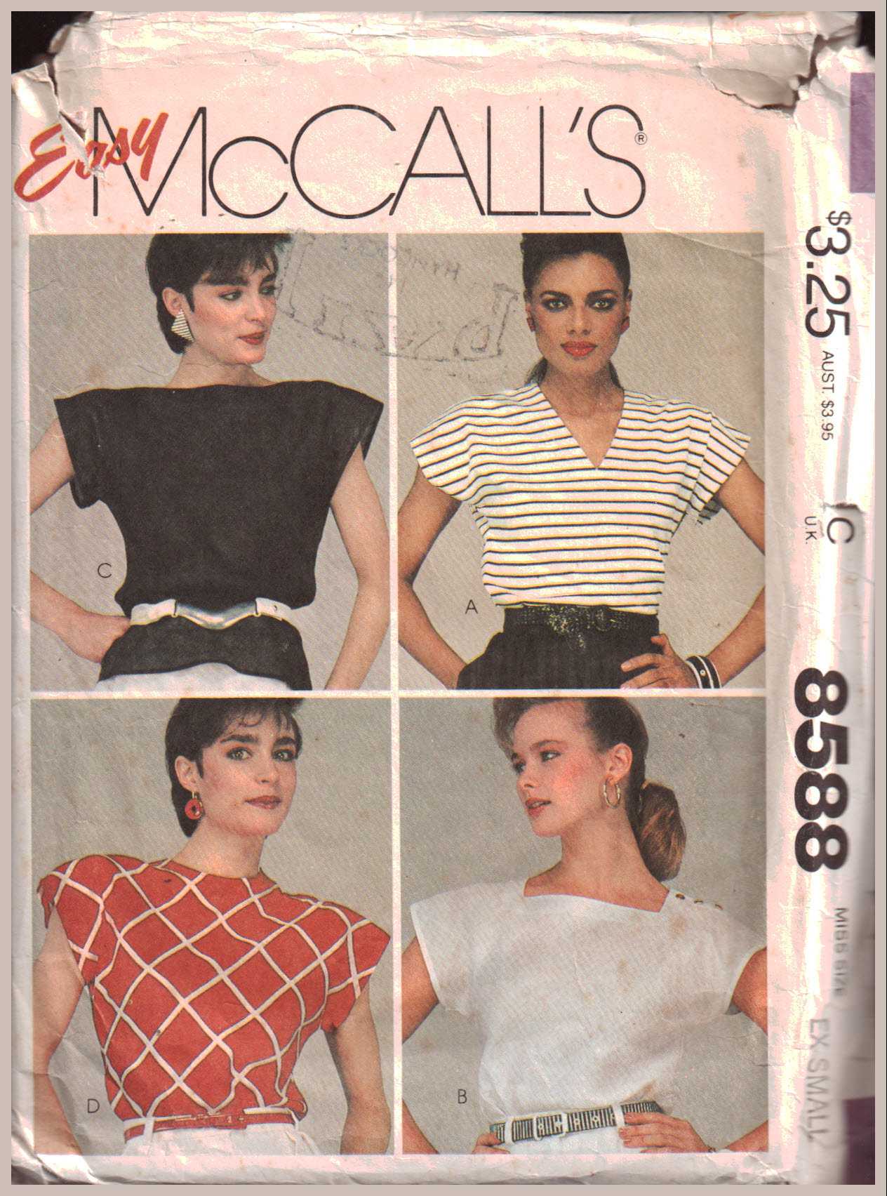 McCall's 8588 Tops Size: 6-8 Used Sewing Pattern