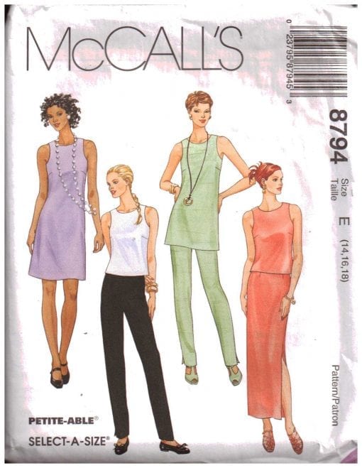 McCall's 8794 Dress, Tunic, Top, Pants, Skirt Size: E 14-16-18 Used ...