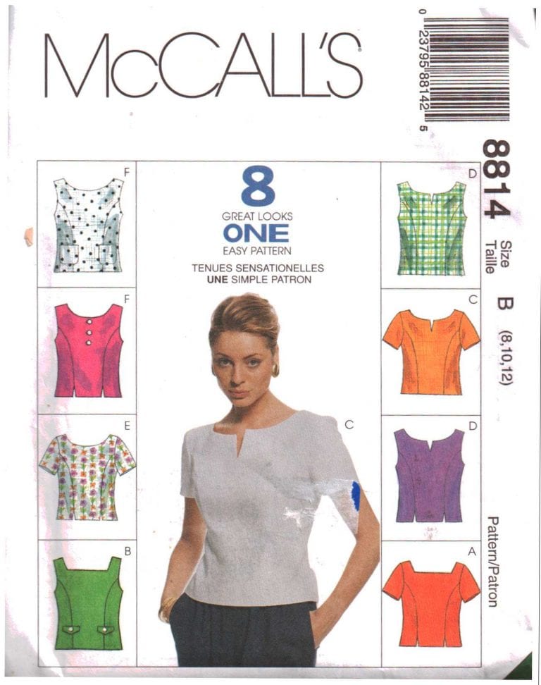 McCall's 8814 Tops Size: B 8-10-12 or AX 4-6-8 or D12-14-16 Uncut ...