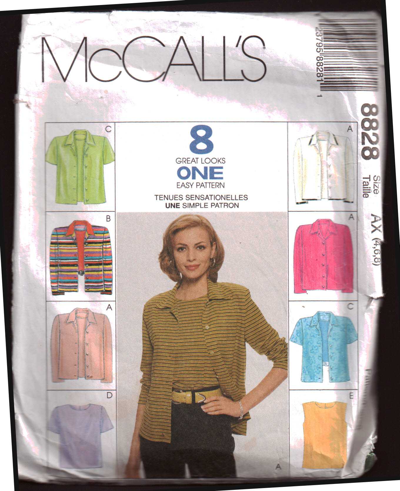 McCall's 8828 Shirt, Top Size: AX 4-6-8 Uncut Sewing Pattern