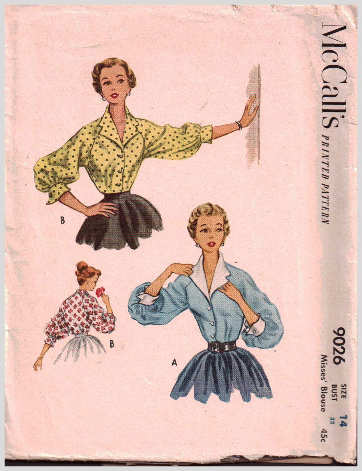 McCall's 9026 Blouse Size: 14 Bust 34 Used Sewing Pattern