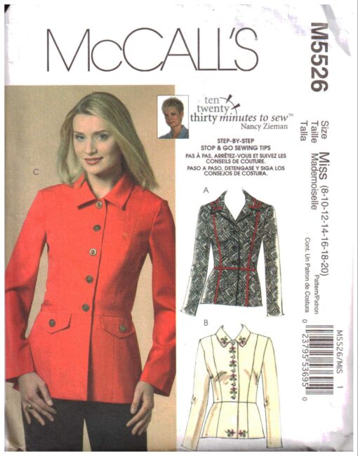 McCall's M5526 Jacket in two lengths Size: 8-10-12-14-16-18-20 Uncut ...