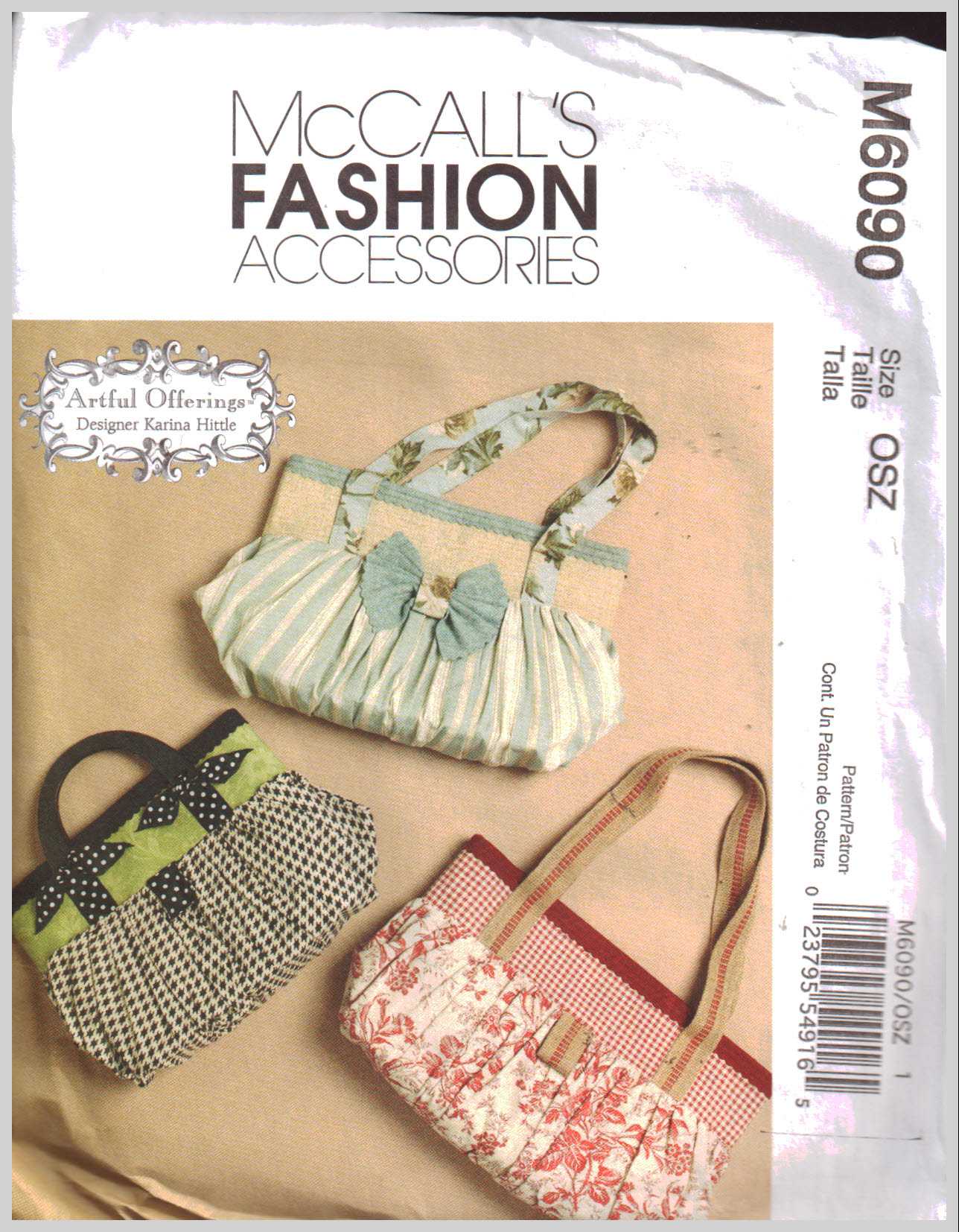 McCall's M6090 Bags by Karina Hittle Size: OSZ Uncut Sewing Pattern