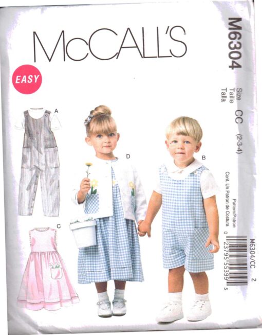 McCall's M6304 Toddlers Rompers in two lengths, Dress, Jacket, Shirt ...