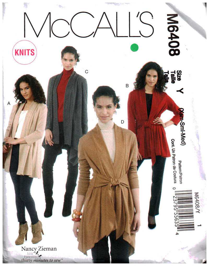 McCall's M6408 Jackets Size: Y Xsm-Sml-M Uncut Sewing Pattern
