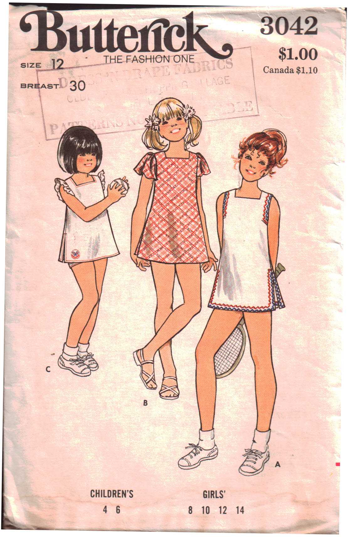 1960s Butterick 9352 Vintage Sewing Pattern Girls Sportswear, Pullover Top, Capri  Pants, Jamaica Shorts, Sleeveless Top Size 12, Size 8 -  Canada