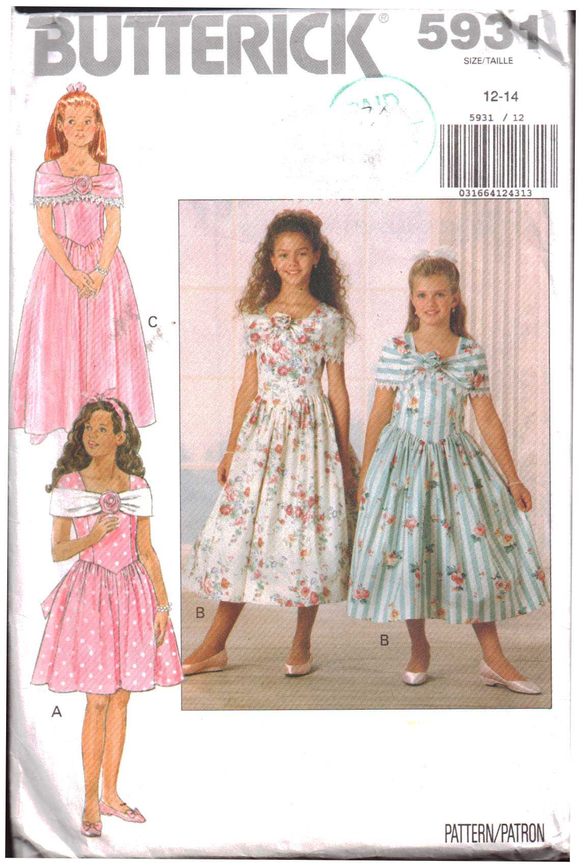 Butterick Sewing Pattern 6958 Girls 9-Sew Easy Girls Dresses Size 6 7 8 UNCUT 