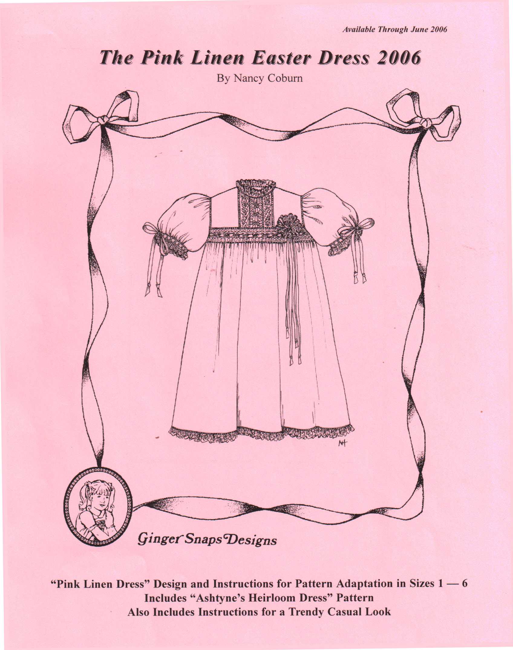 Ginger Snaps Designs The Pink Linen Easter Dress by Nancy Coburn Size