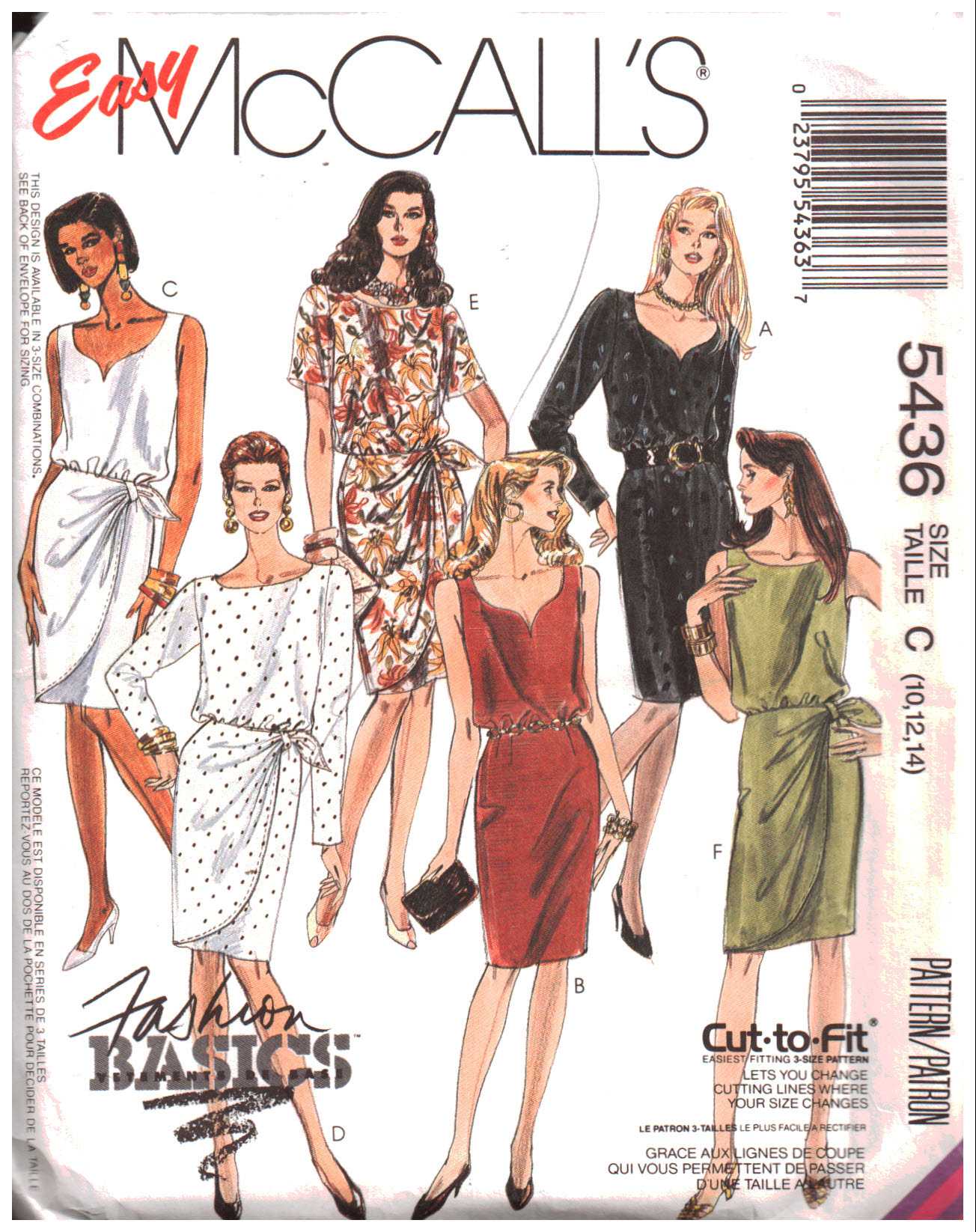 McCalls Sewing Pattern For Women, Size 10, 12, 14, Cut To Fit Dresses UNCUT