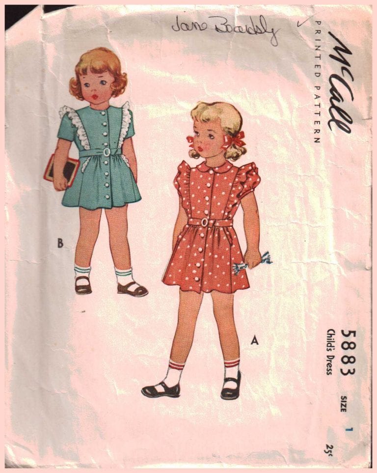McCall's 5883 Girl's Dress Size: 1 Used Sewing Pattern