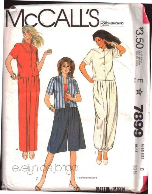 McCall's 7899 Jacket, Pants, Culottes Size: 8 Uncut Sewing Pattern