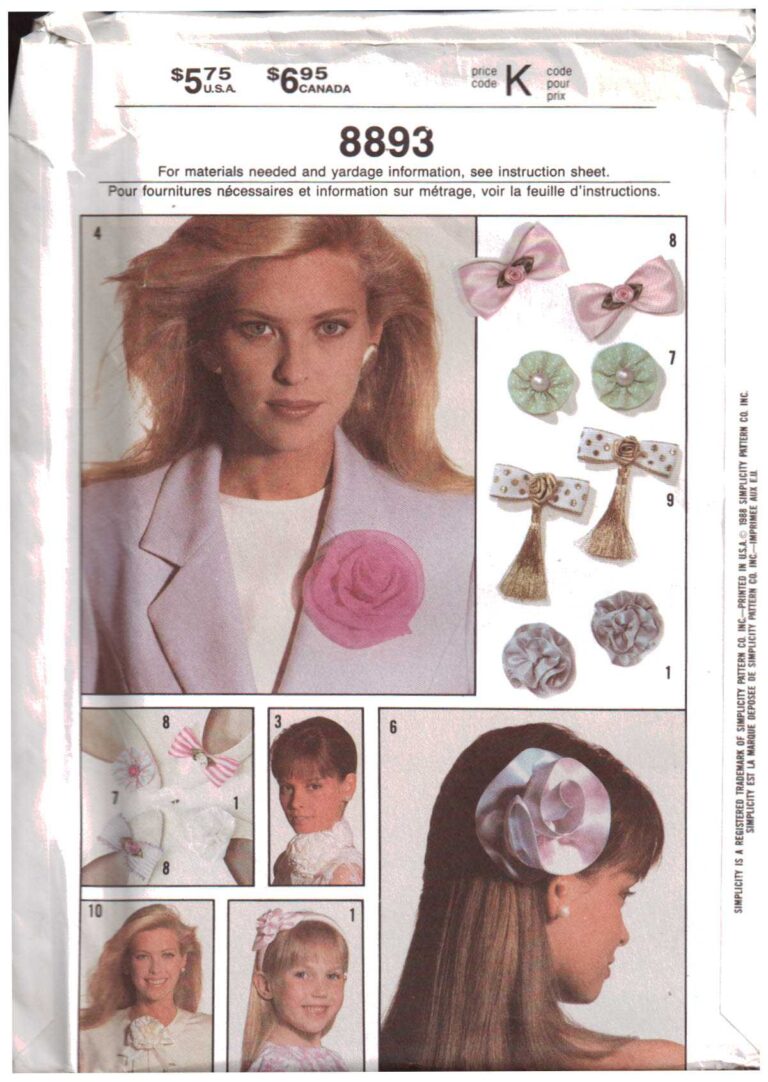 Simplicity 8893 Accessories Size One Uncut Sewing Pattern