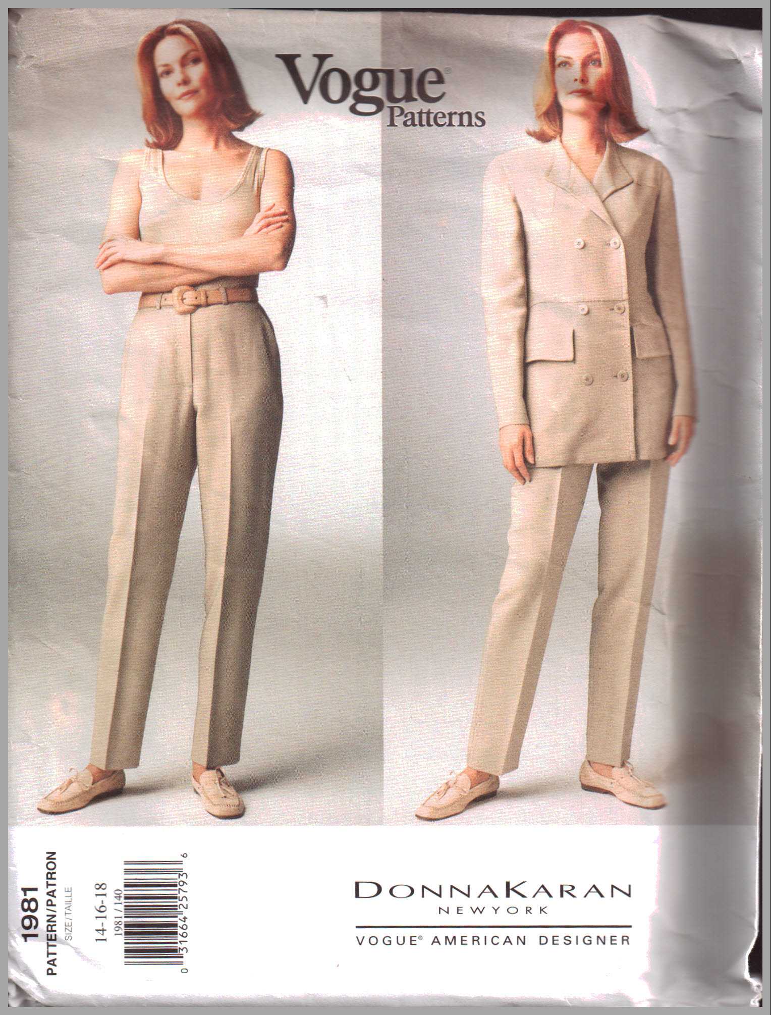 Details about   Uncut Vtg 1980s Vogue 2412 Misses Jacket & Pants 14 16 18 Loose Fit Straight Leg 