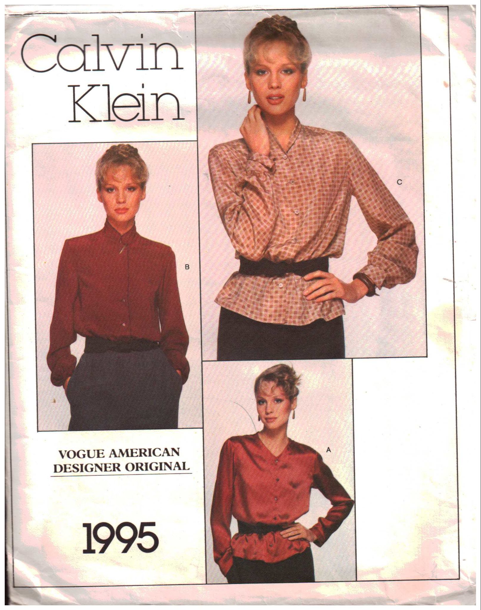 Vogue 1995 Blouse by Calvin Klein Size: 12 Used Sewing Pattern