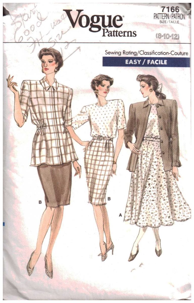 Vogue 7166 Jacket, Skirt, Top Size: 8-10-12 Used Sewing Pattern
