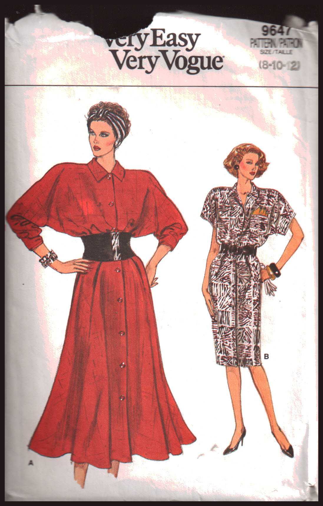Vogue 9647 Dress Size: 8-10-12 Used Sewing Pattern