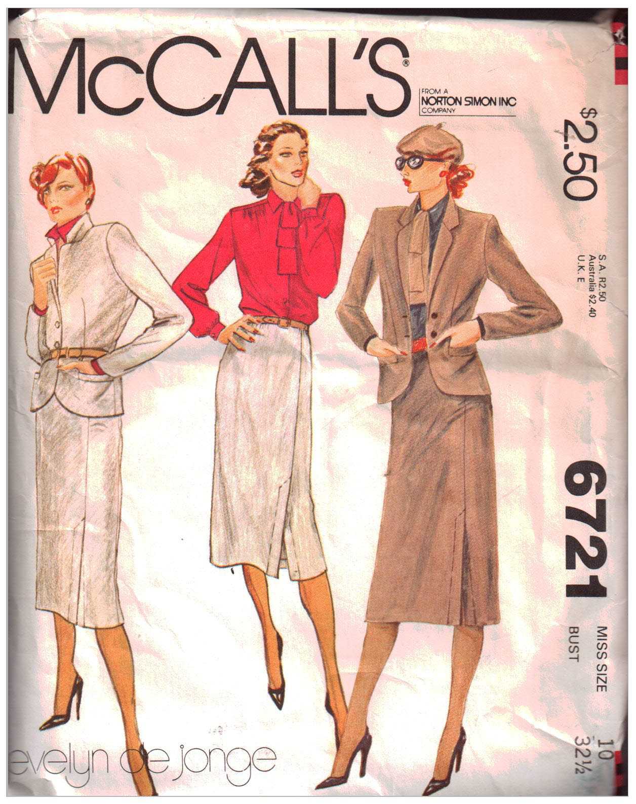McCall's 6721 Jacket, Blouse, Skirt Size: 10 Bust 32.5 Used Sewing Pattern