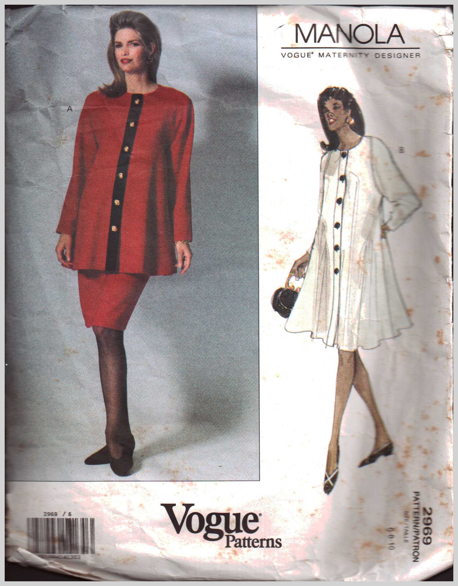 Vogue 2969 Maternity Dress, Tunic, Skirt Size: 6-8-10 Used Sewing Pattern