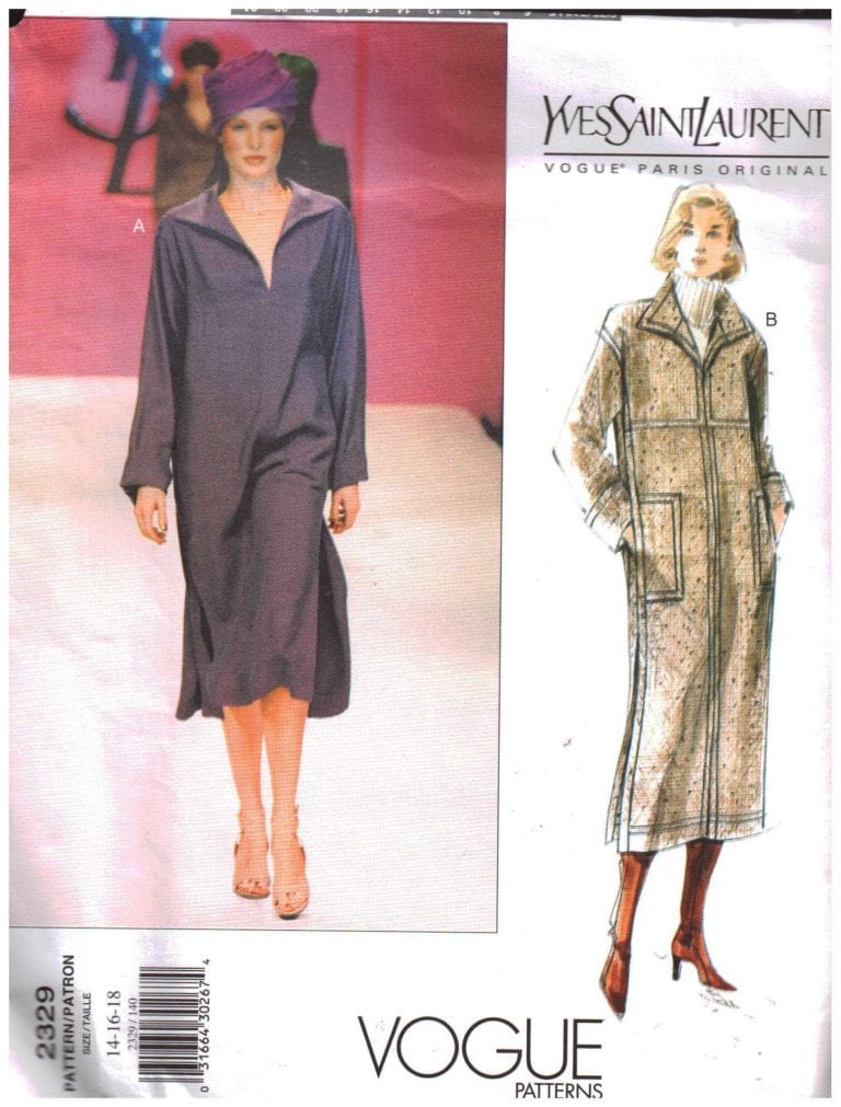 Vogue 2329 Dress by Yves Saint Laurent Size: 14-16-18 Uncut Sewing Pattern