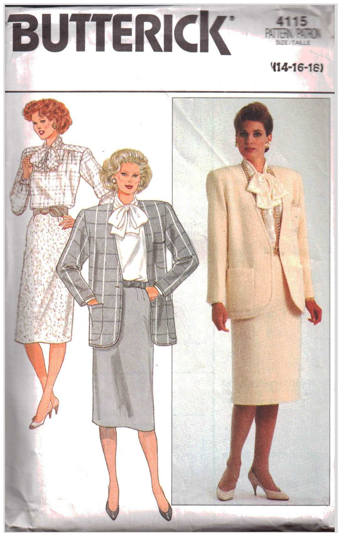 Butterick 4115 Suit - Jacket, Skirt, Blouse Size: 14-16-18 Uncut Sewing ...