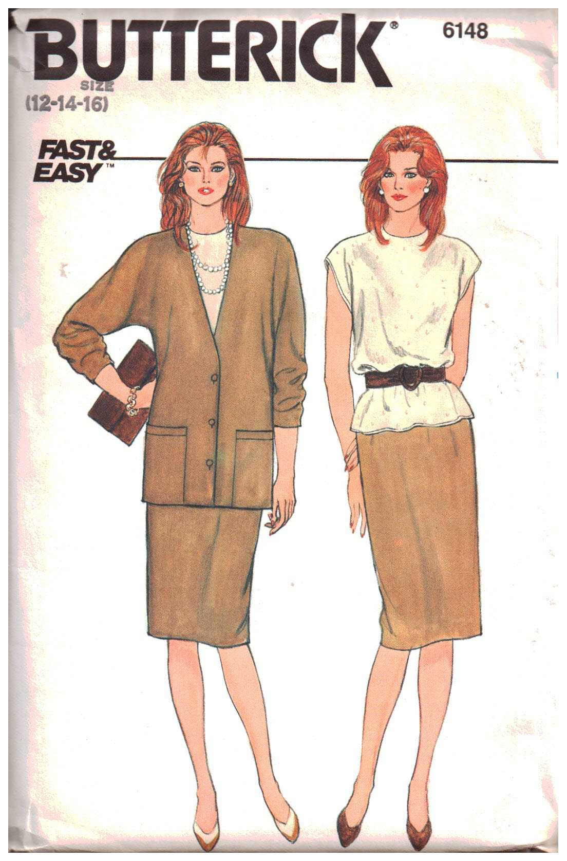 Butterick 6148 Jacket, Skirt, Top Size: 12-14-16 Uncut Sewing Pattern