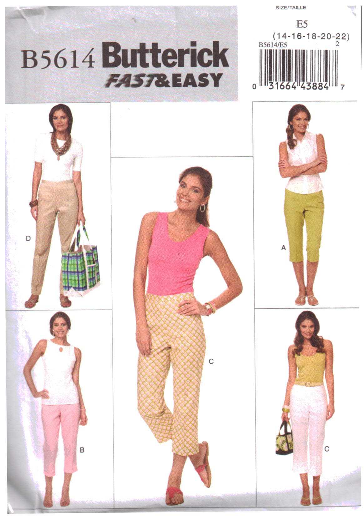 Butterick 3901 Womens EASY Drawstring Waist Pants 1980s Vintage Sewing