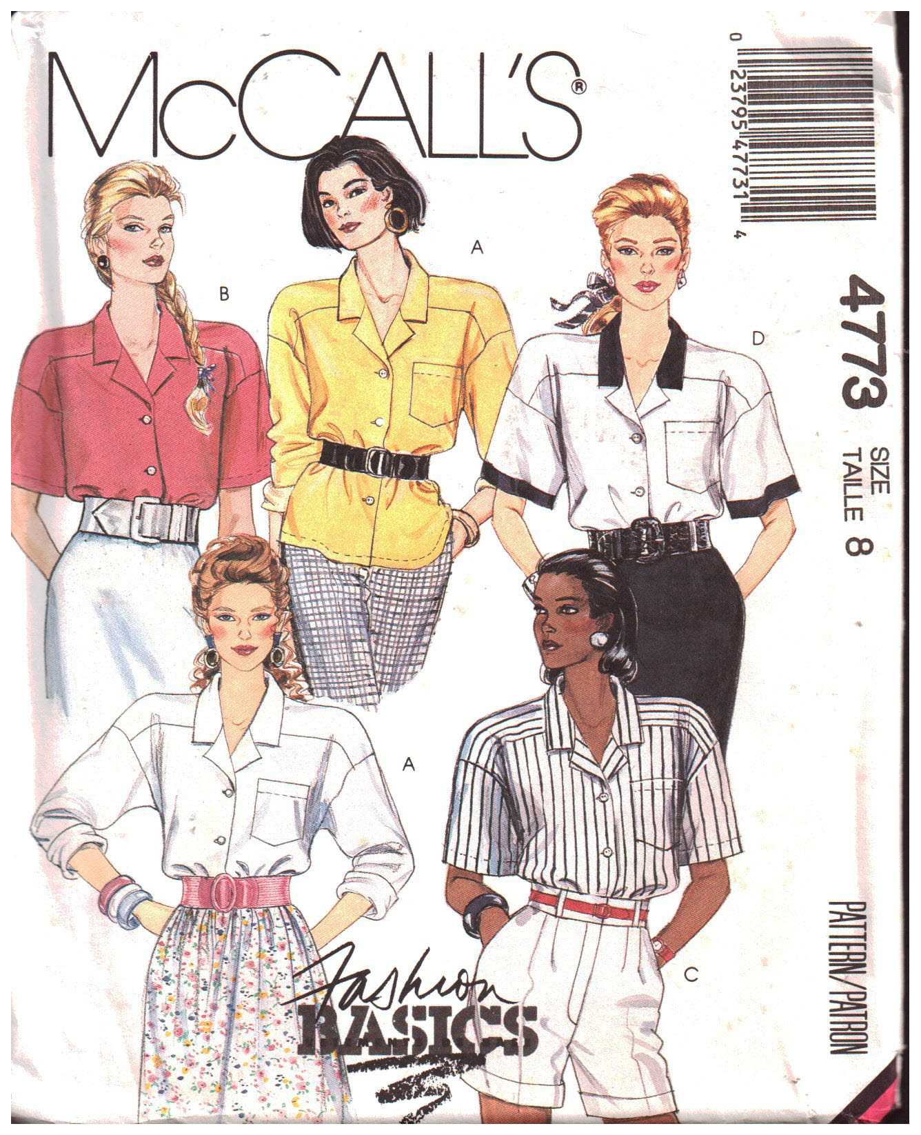 McCall's 4773 Blouses Size: 8 Uncut Sewing Pattern