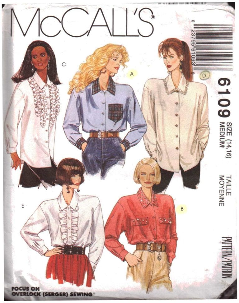 McCall's 6109 Blouse Size: 14-16 or 10-12 Uncut Sewing Pattern
