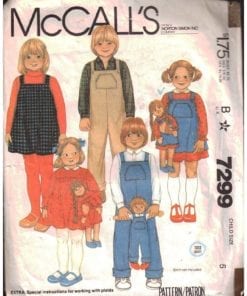 Mc Calls 2179 Girls dress jumper darted bodice wide v neckline with/out collar full skirt c1957 transfer Size 10 uncut sewing pattern