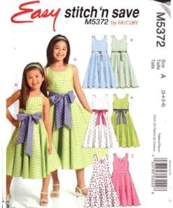 McCall's M5372 Girls Dress Size: A 3-4-5-6 Uncut Sewing Pattern