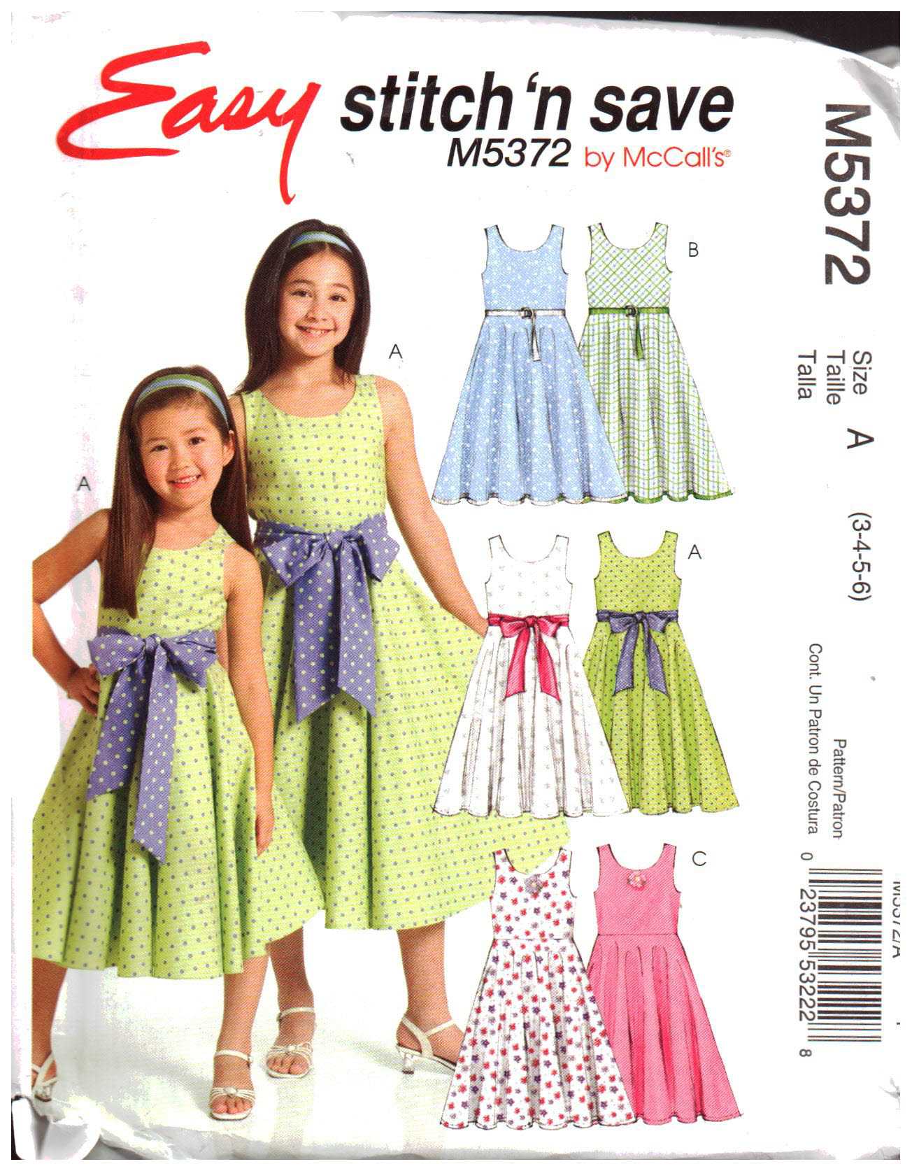 McCall's 6878 Easy Sewing Pattern to MAKE Girls' Dresses with Variations 