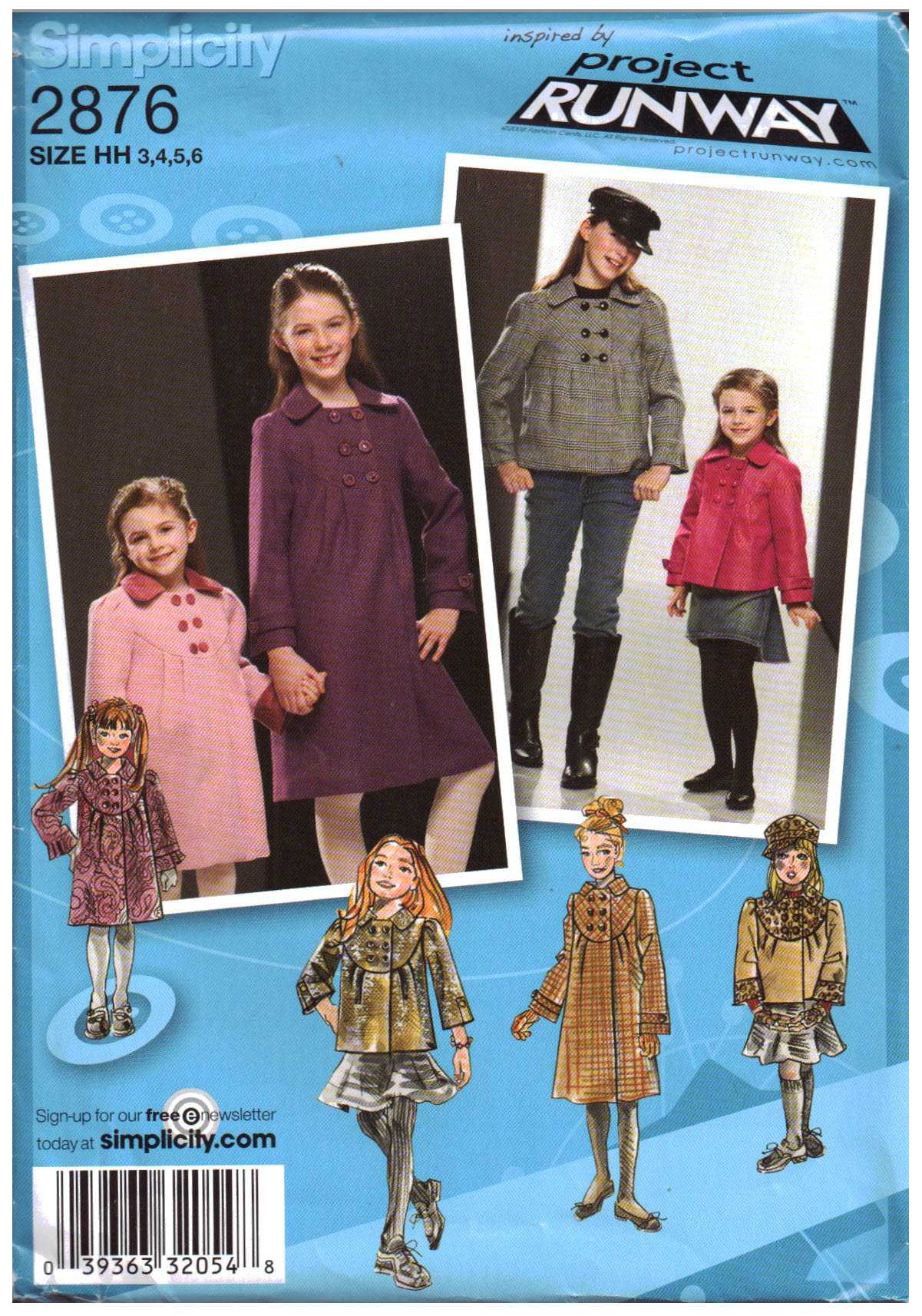Simplicity 2876 Girls Coat, Jacket, Hat Size: HH 3-4-5-6 Uncut Sewing ...