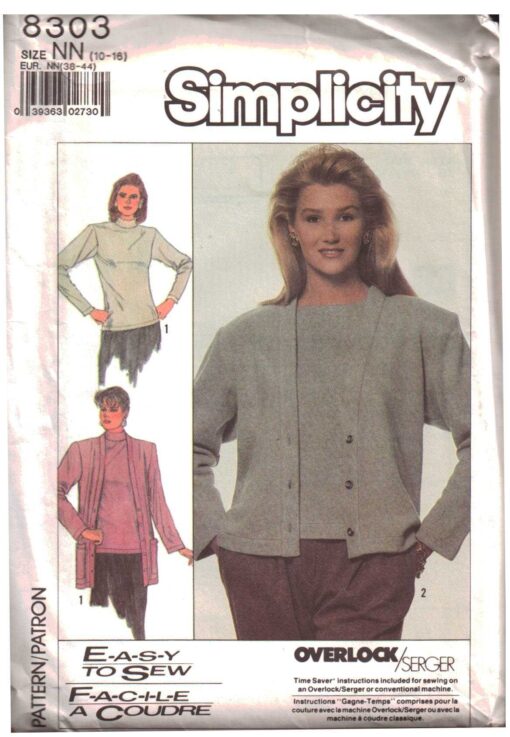 Simplicity 8303 Cardigan in two lengths, Tops Size: NN 10-16 Uncut ...
