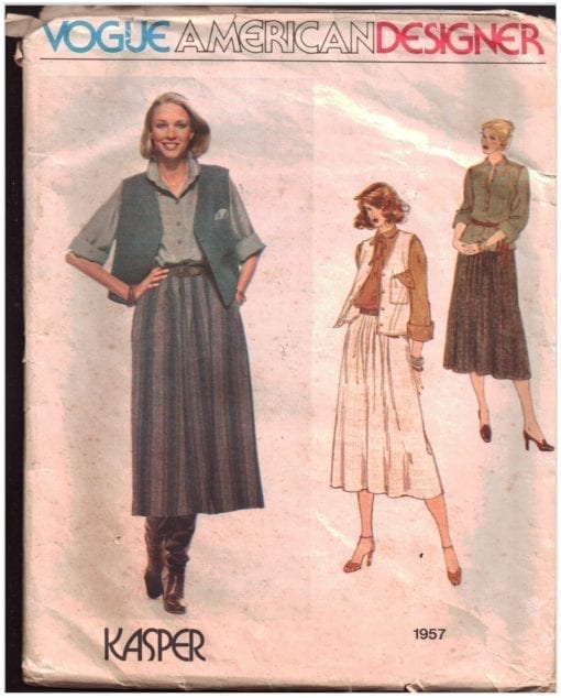 Vogue 1957 Shirt, Vest, Skirt by Kasper Size: 12 Uncut Sewing Pattern