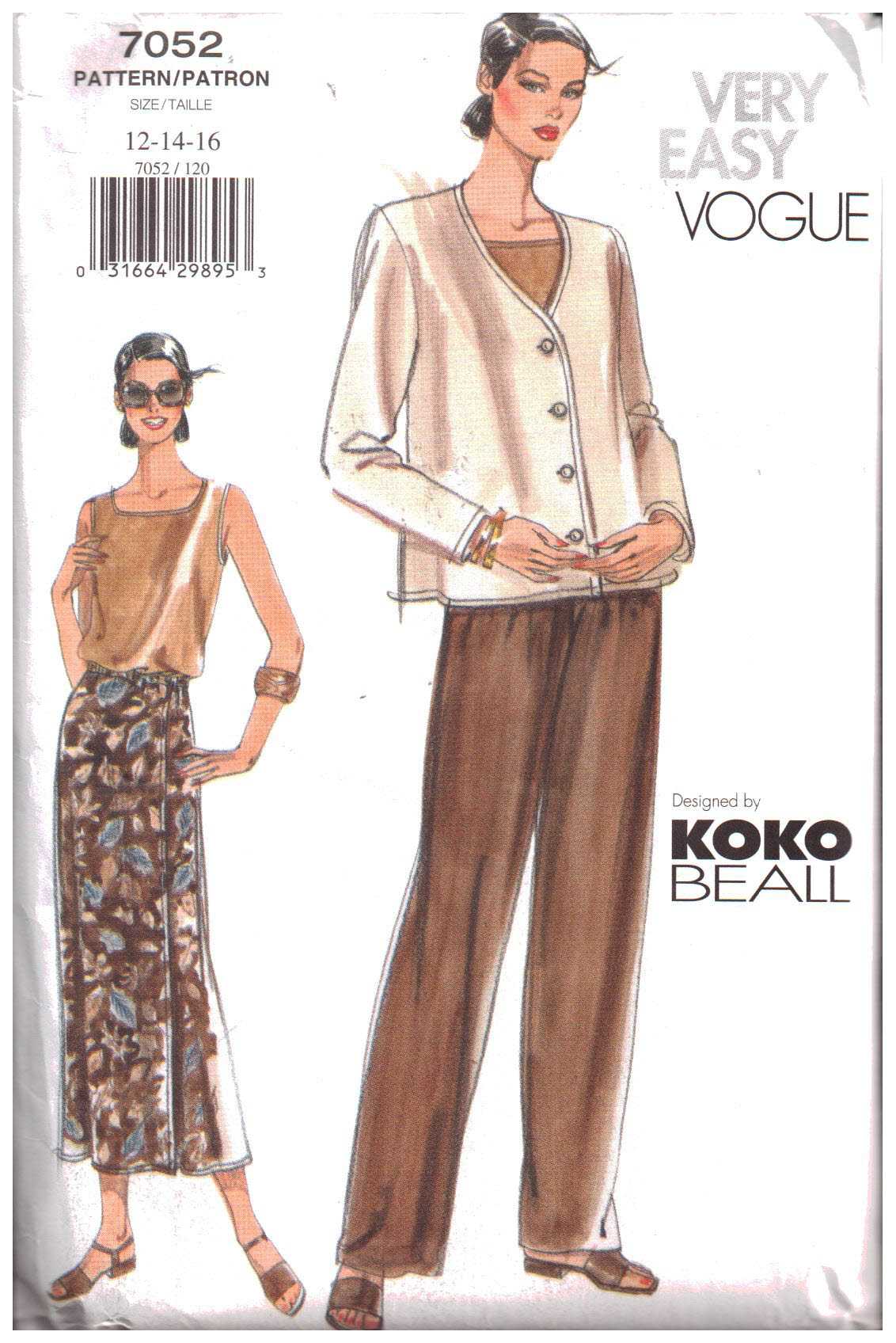 Vogue 7052 Jacket, Top, Skirt, Pants by Koko Beall Size: 12-14-16 or 6 ...