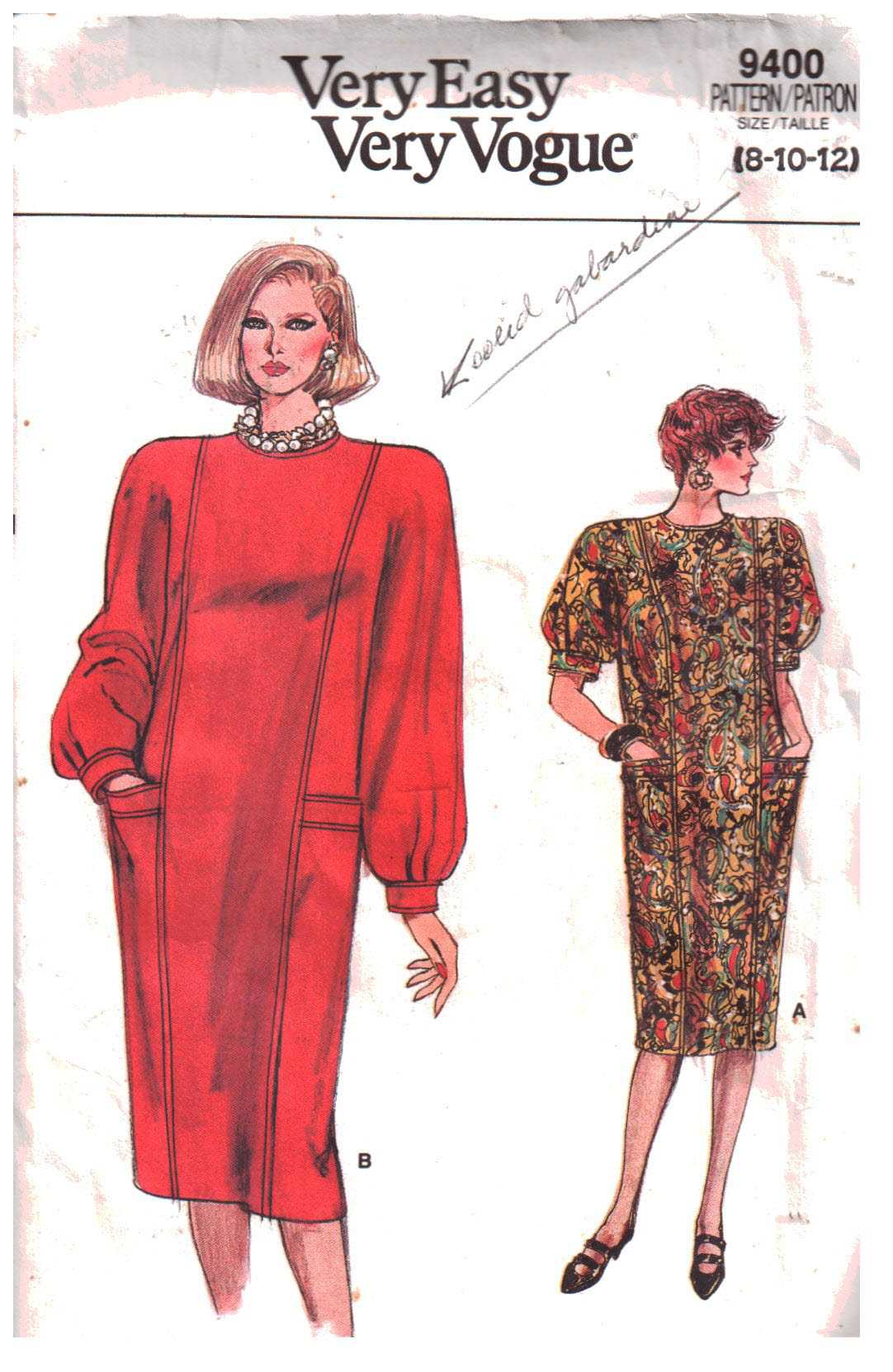 Vogue 9400 Dress Size: 8-10-12 Uncut Sewing Pattern