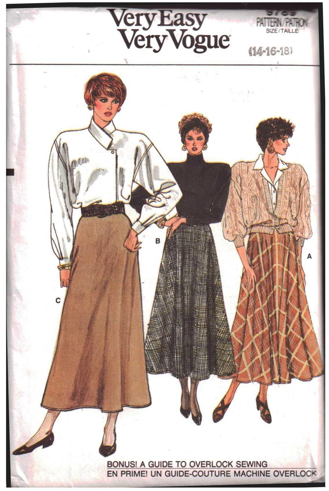 Vogue 9789 Skirts Size: 14-16-18 Uncut Sewing Pattern