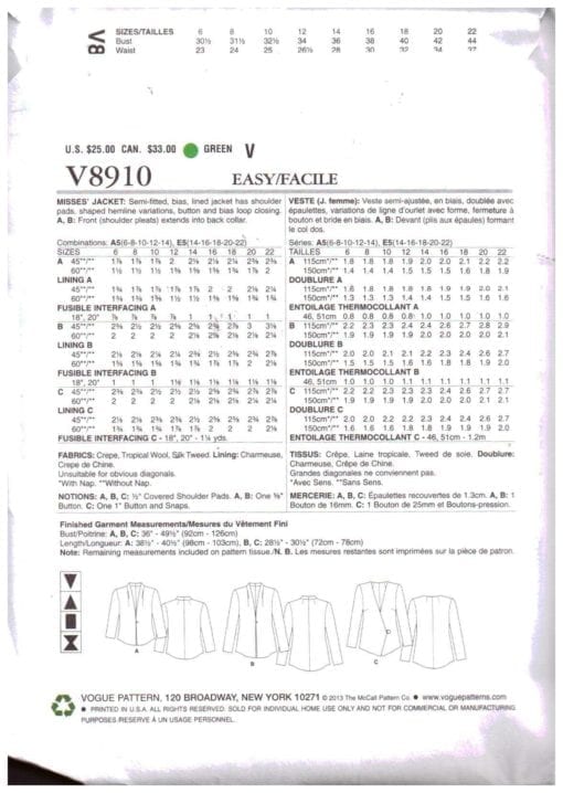 Vogue V8910 O 1